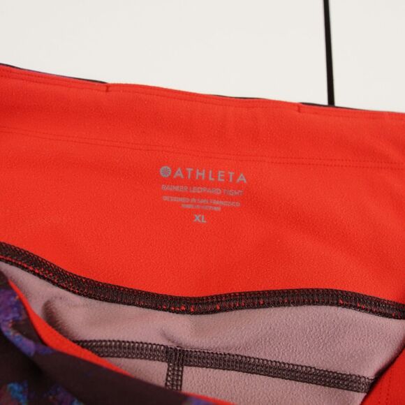 Athleta Rainer Leopard Print Plum Purple Tight Leggings Womens Sz XL - Picture 6 of 13